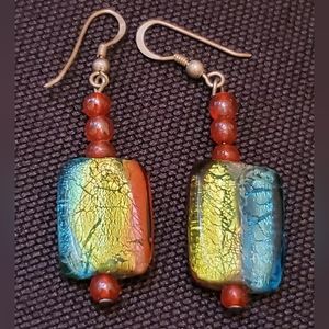 ARTISAN GLASS AND .925 STERLING SILVER EARRINGS